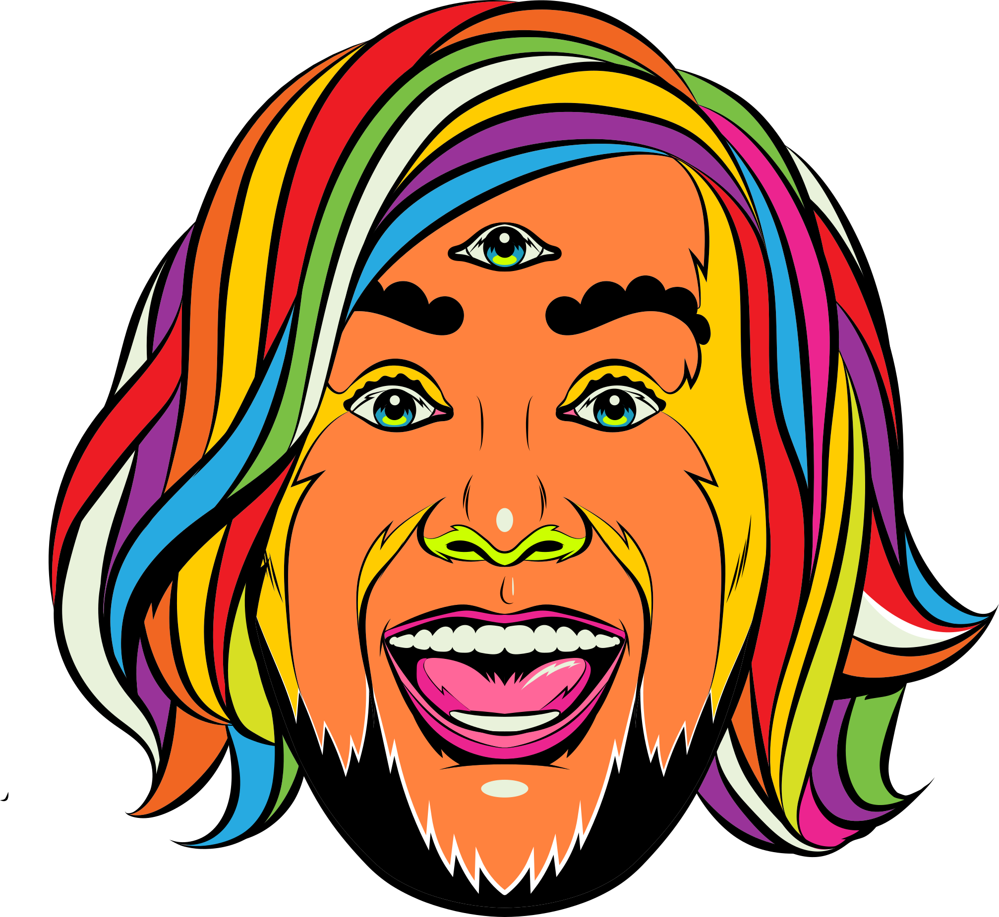 colorful illustration of Brad Frost's smiling face